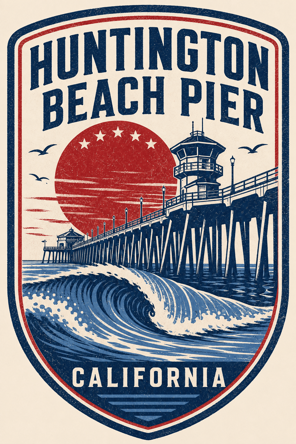 Huntington Beach Pier Tee draft design preview
